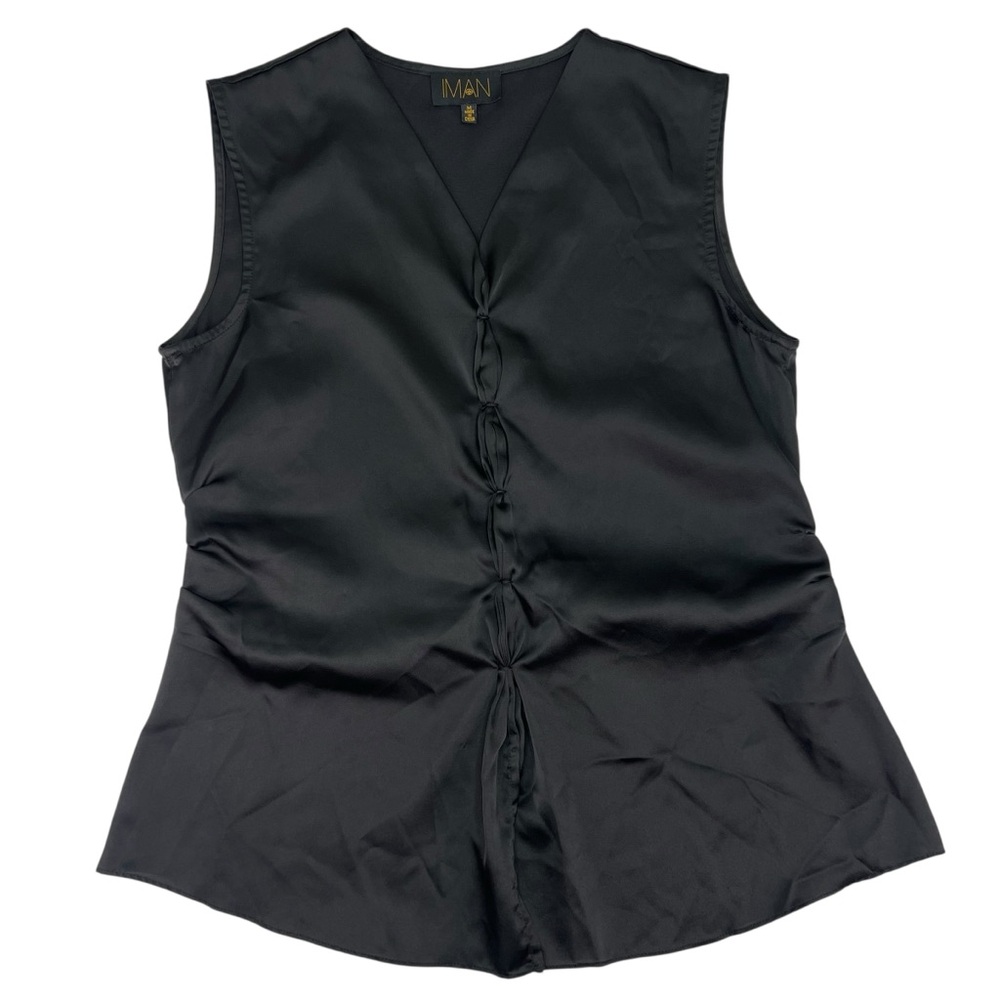 Iman Black Sleeveless‎ Satin Top M